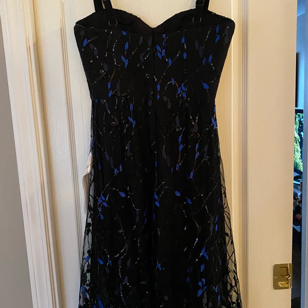 NWT Dress the Population Strapless Black and Blue Dress